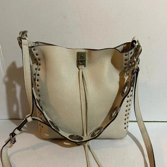 Rebecca Minkoff white gray pebbled leather crossbody handbag - Picture 11 of 14